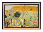 Rama and Lakshmana in Counsel with the Monkey and Bear Allies, c.1800 by School Pahari