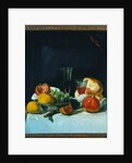Grapes, Lemons and Pomegranates with White Wine Glasses and Loaf of Bread by George Leslie Hunter