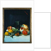 Grapes, Lemons and Pomegranates with White Wine Glasses and Loaf of Bread by George Leslie Hunter