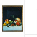 Grapes, Lemons and Pomegranates with White Wine Glasses and Loaf of Bread by George Leslie Hunter