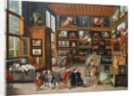 A Spacious Entrance Hall with Pictures, Collectors' Items, an Artist and a Connoisseur, c.1635-1640 by Cornelis de I Baellieur