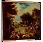 Pygmies at a Fair, Drawing Water from a Well in the Foreground and Watching Theatrical Performances Beyond by Faustino Bocchi or Boccasi