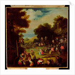 Pygmies at a Fair, Drawing Water from a Well in the Foreground and Watching Theatrical Performances Beyond by Faustino Bocchi or Boccasi