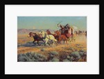 Stagecoach Pursued by Mounted Indians, 1912 by Richard Lorenz