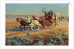 Stagecoach Pursued by Mounted Indians, 1912 by Richard Lorenz