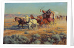 Stagecoach Pursued by Mounted Indians, 1912 by Richard Lorenz
