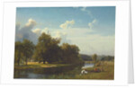 A River Landscape, Westphalia, 1855 by Albert Bierstadt