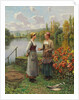 Two Women in a Landscape by Daniel Ridgway Knight
