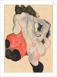 Woman with Red Pants and Standing Female Nude; Liegende Frau mit roter Hose und stehender weiblicher Akt, 1912 by Egon Schiele