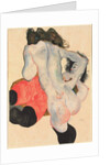 Woman with Red Pants and Standing Female Nude; Liegende Frau mit roter Hose und stehender weiblicher Akt, 1912 by Egon Schiele
