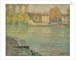 Houses by the River at Sunset, Moret; Maisons sur la riviere au soleil couchant, Moret, 1918 by Henri Eugene Augustin Le Sidaner