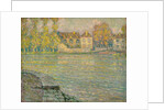 Houses by the River at Sunset, Moret; Maisons sur la riviere au soleil couchant, Moret, 1918 by Henri Eugene Augustin Le Sidaner