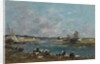 Washerwomen on the Banks of River Touques; Lavandieres sur un des bras de la Touques, 1866 by Eugene Louis Boudin