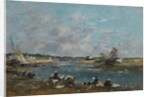 Washerwomen on the Banks of River Touques; Lavandieres sur un des bras de la Touques, 1866 by Eugene Louis Boudin