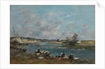 Washerwomen on the Banks of River Touques; Lavandieres sur un des bras de la Touques, 1866 by Eugene Louis Boudin