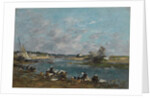 Washerwomen on the Banks of River Touques; Lavandieres sur un des bras de la Touques, 1866 by Eugene Louis Boudin
