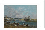 Washerwomen on the Banks of River Touques; Lavandieres sur un des bras de la Touques, 1866 by Eugene Louis Boudin