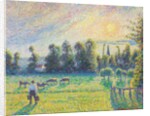 Pasture, Sunset, Eragny by Camille Pissarro
