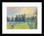 Pasture, Sunset, Eragny by Camille Pissarro