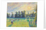 Pasture, Sunset, Eragny by Camille Pissarro
