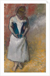 Standing Woman Seen from the Front, Clasping her Corset by Edgar Degas