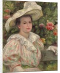 Young Girl Amongst Flowers or Woman with White Hat; Jeune fille dans les fleurs or Femme au chapeau blanc, c.1895 by Pierre Auguste Renoir