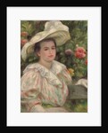Young Girl Amongst Flowers or Woman with White Hat; Jeune fille dans les fleurs or Femme au chapeau blanc, c.1895 by Pierre Auguste Renoir