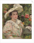 Young Girl Amongst Flowers or Woman with White Hat; Jeune fille dans les fleurs or Femme au chapeau blanc, c.1895 by Pierre Auguste Renoir