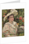 Young Girl Amongst Flowers or Woman with White Hat; Jeune fille dans les fleurs or Femme au chapeau blanc, c.1895 by Pierre Auguste Renoir