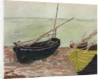 Study of Boats at Etretat Beach by Claude Monet