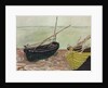 Study of Boats at Etretat Beach by Claude Monet