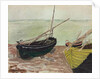 Study of Boats at Etretat Beach by Claude Monet