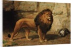 A Lion Guarding his Den, 1886 by George Goodwin Jnr Kilburne