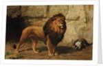 A Lion Guarding his Den, 1886 by George Goodwin Jnr Kilburne
