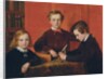 The Young Microscopists: Portrait of Frank, Harry and Arthur Izod Richards, Aged 10, 8 and 5, Playing with a Microscope by John Edgar Williams