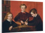 The Young Microscopists: Portrait of Frank, Harry and Arthur Izod Richards, Aged 10, 8 and 5, Playing with a Microscope by John Edgar Williams