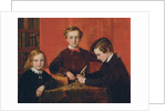 The Young Microscopists: Portrait of Frank, Harry and Arthur Izod Richards, Aged 10, 8 and 5, Playing with a Microscope by John Edgar Williams