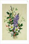 Spray of Dogrose, Holly, Mistletoe and Larkspur by Albert Williams