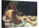 Young Man Lying on a Bed with a Cat, 1620 by Giovanni Lanfranco