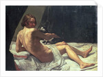 Young Man Lying on a Bed with a Cat, 1620 by Giovanni Lanfranco