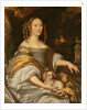 Portrait of a young lady in blue dress with lapdog by Abraham Lamberts Jacobsz van den Tempel