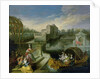 The Spring: Fete Champetre in a Water Garden with Figures in a Boat by Jean Antoine Watteau