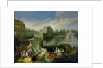 The Spring: Fete Champetre in a Water Garden with Figures in a Boat by Jean Antoine Watteau