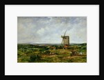 Landscape with Figures by a Windmill by Frederick Waters Watts