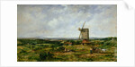 Landscape with Figures by a Windmill by Frederick Waters Watts