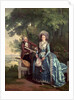 A lady and gentleman in a landscape by Benjamin Wilson