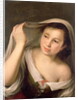 A young girl raising her veil by Bartolome Esteban Murillo