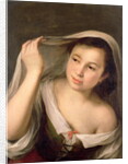 A young girl raising her veil by Bartolome Esteban Murillo