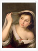 A young girl raising her veil by Bartolome Esteban Murillo