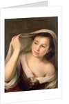 A young girl raising her veil by Bartolome Esteban Murillo